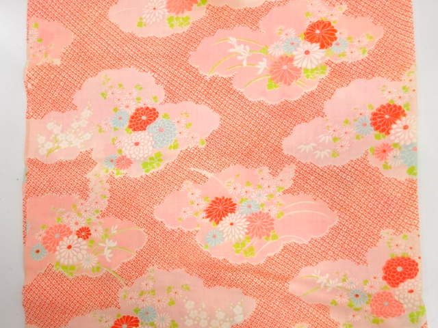  アンティーク　雲に菊模様　長襦袢地反物